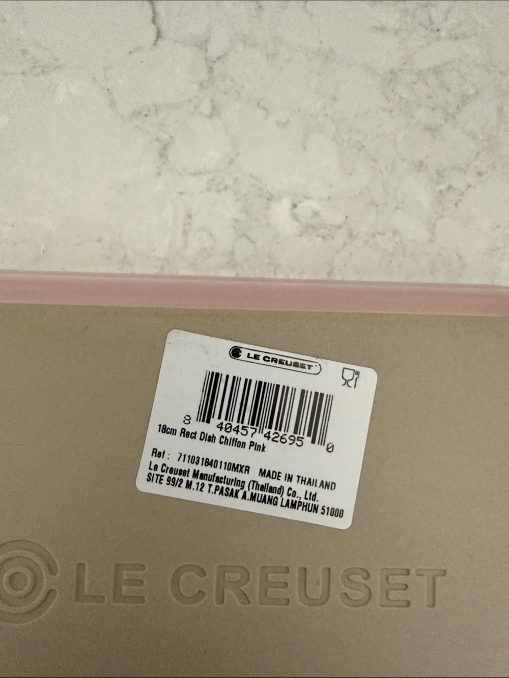 Le Creuset Chiffon Pink Rectangular Ceramic Baker with Cream Interior
